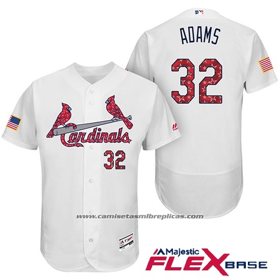 Camiseta Beisbol Hombre St. Louis Cardinals 2017 Estrellas y Rayas Matt Adams Blanco Flex Base